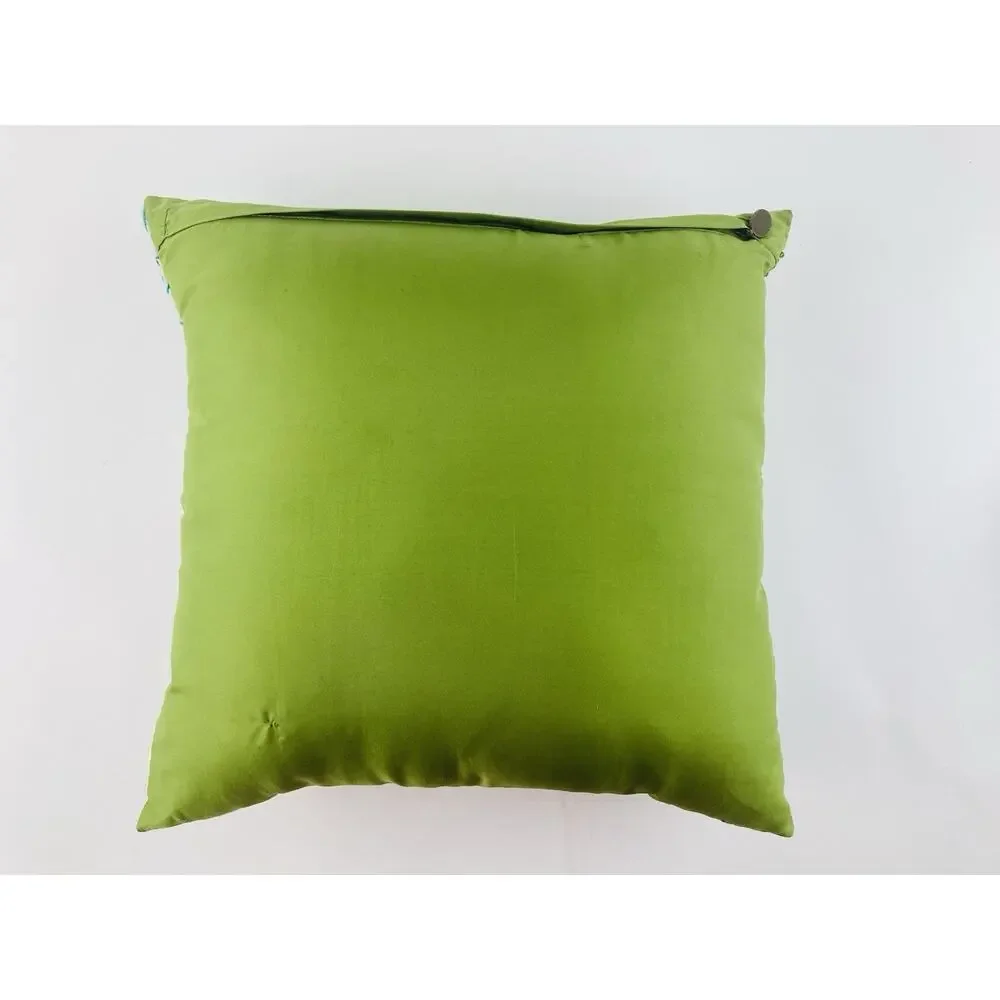 Pier 1 One Floral Leaf Pillow Sequined Square Purple Pink Green Zip Beach Seawee